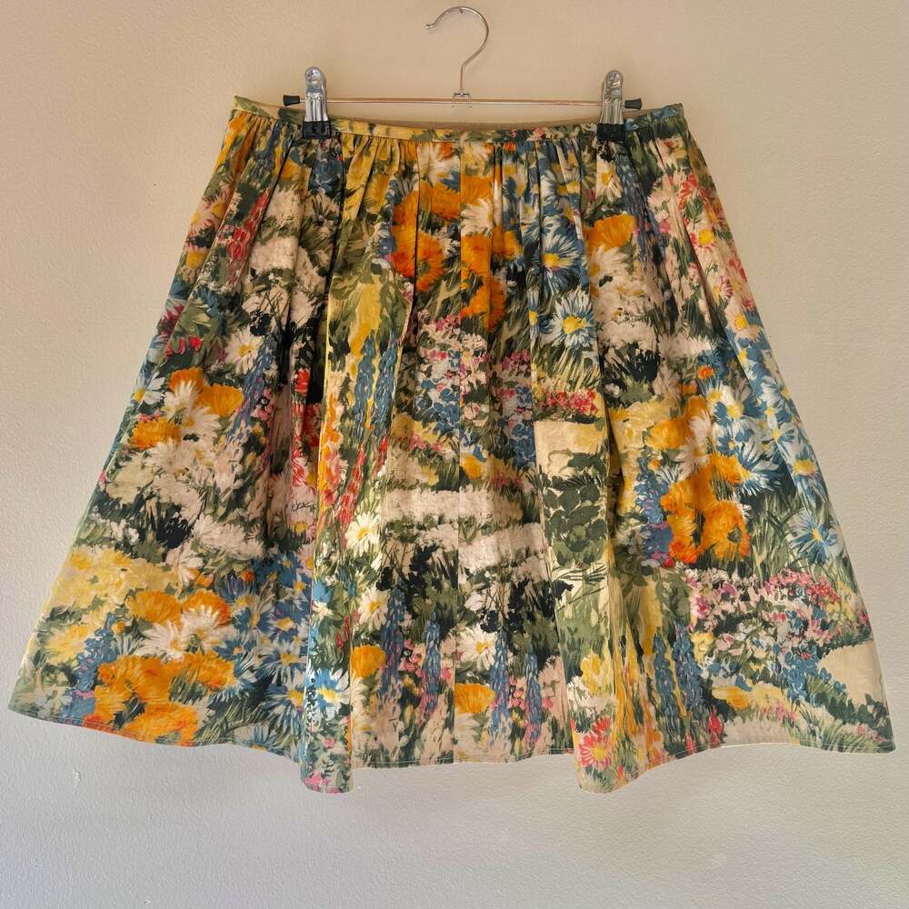 Red Valentino Floral Print Pleated Midi Skirt